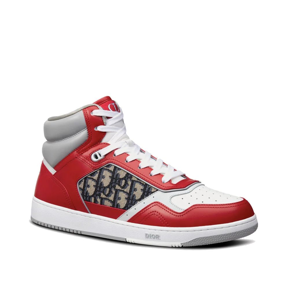 Red Leather High Top Sneakers