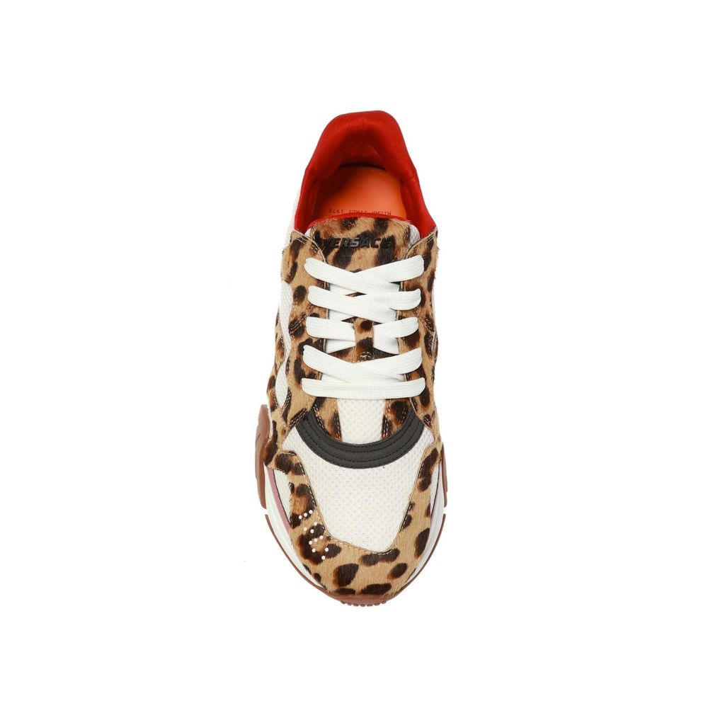 Beige Leather Chunky Sneakers