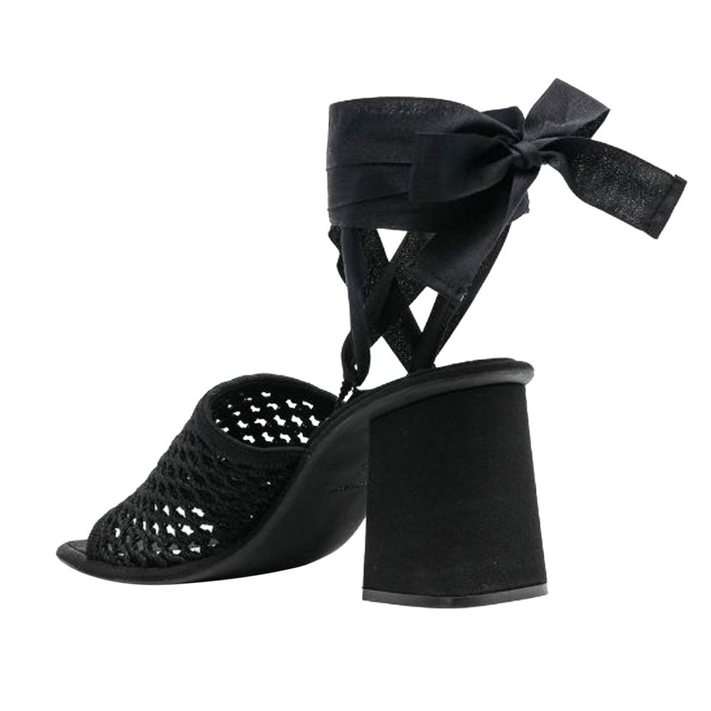 Black Fabric Strap-On Sandals