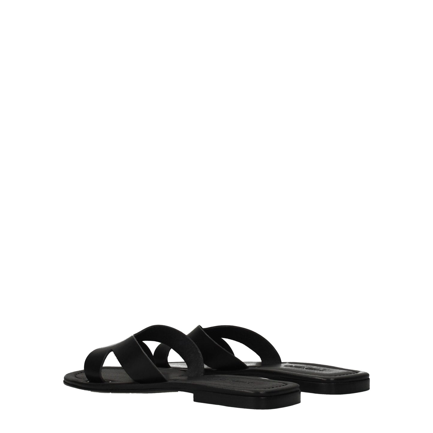 Black Leather Slippers