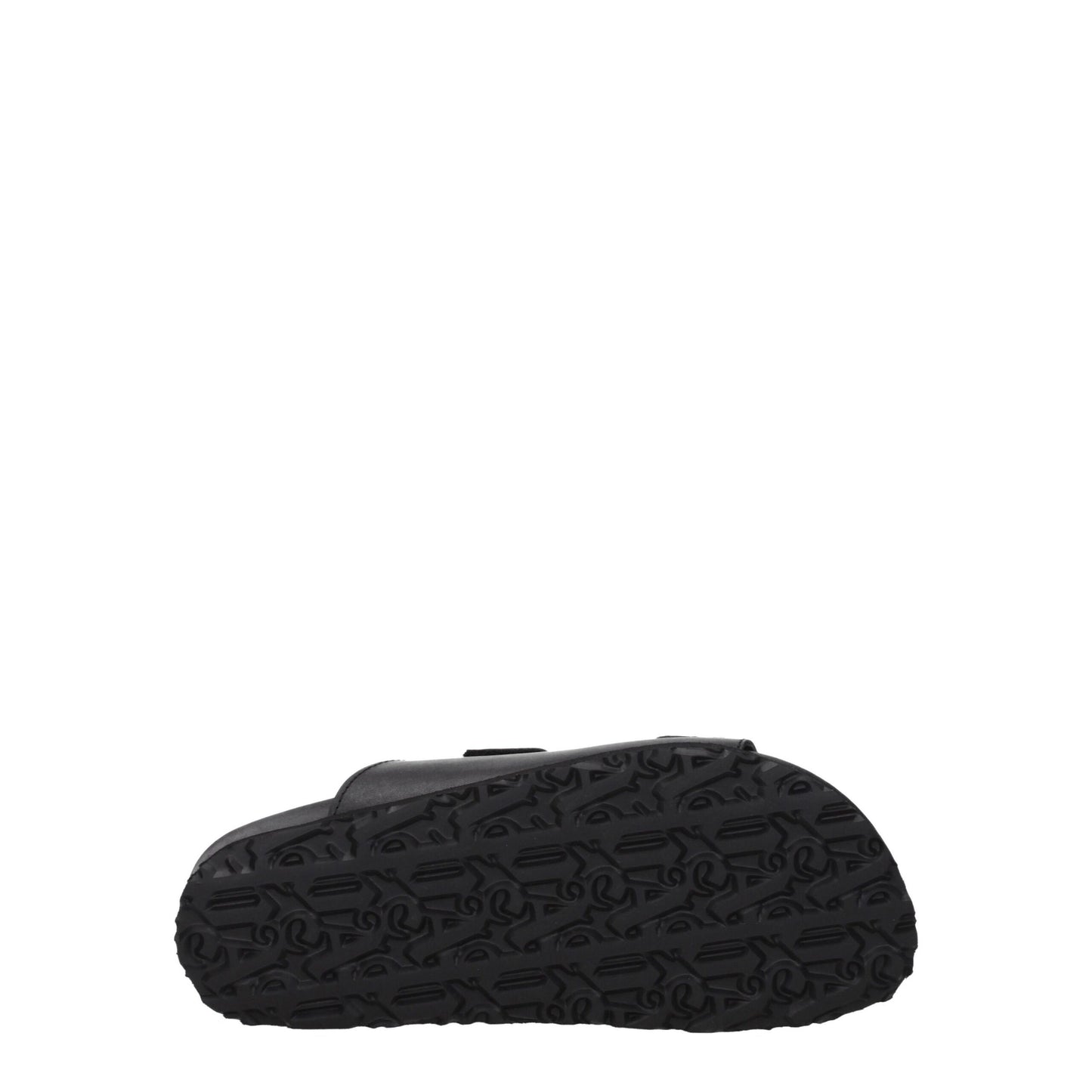 Black Leather Flat Sandals