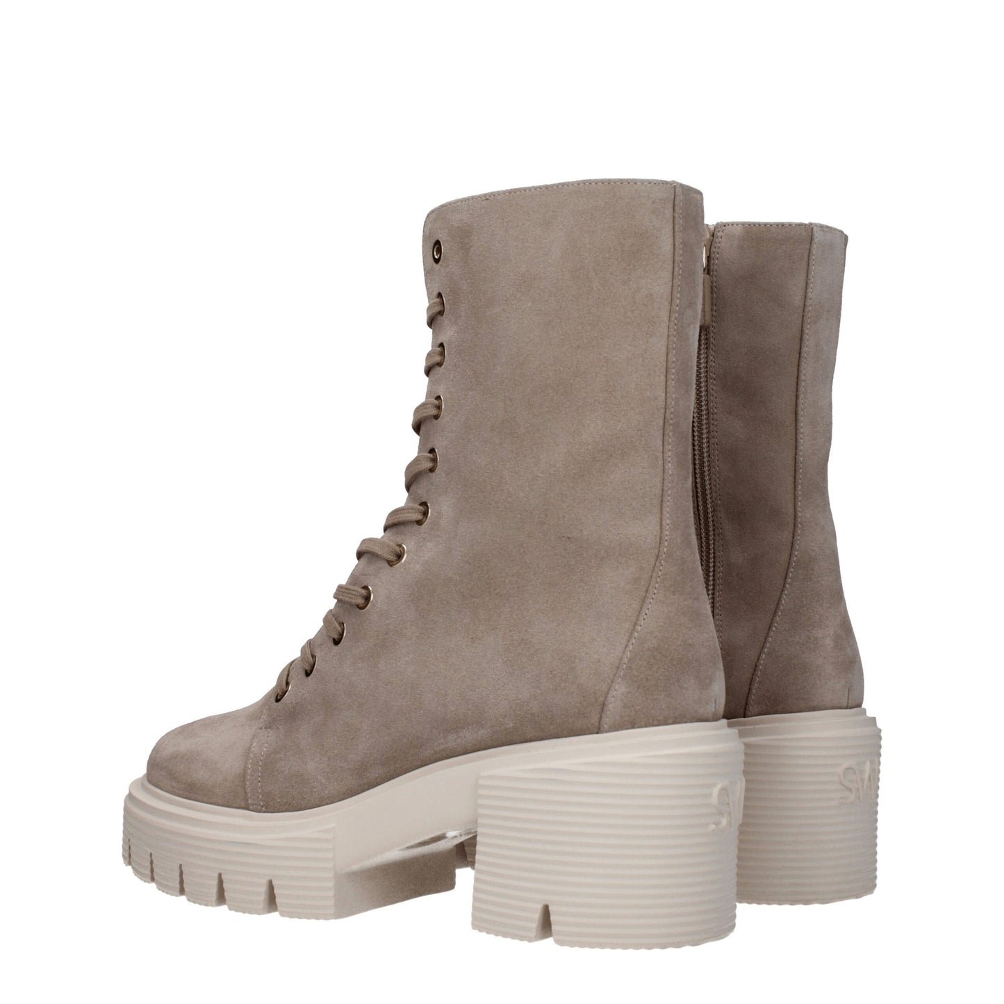 Beige Leather Ankle Boots