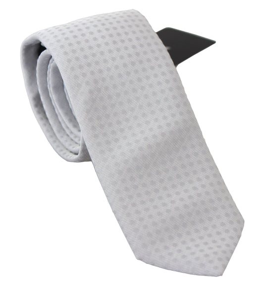 Elegante, weiß gemusterte Krawatte aus Seidenmischung