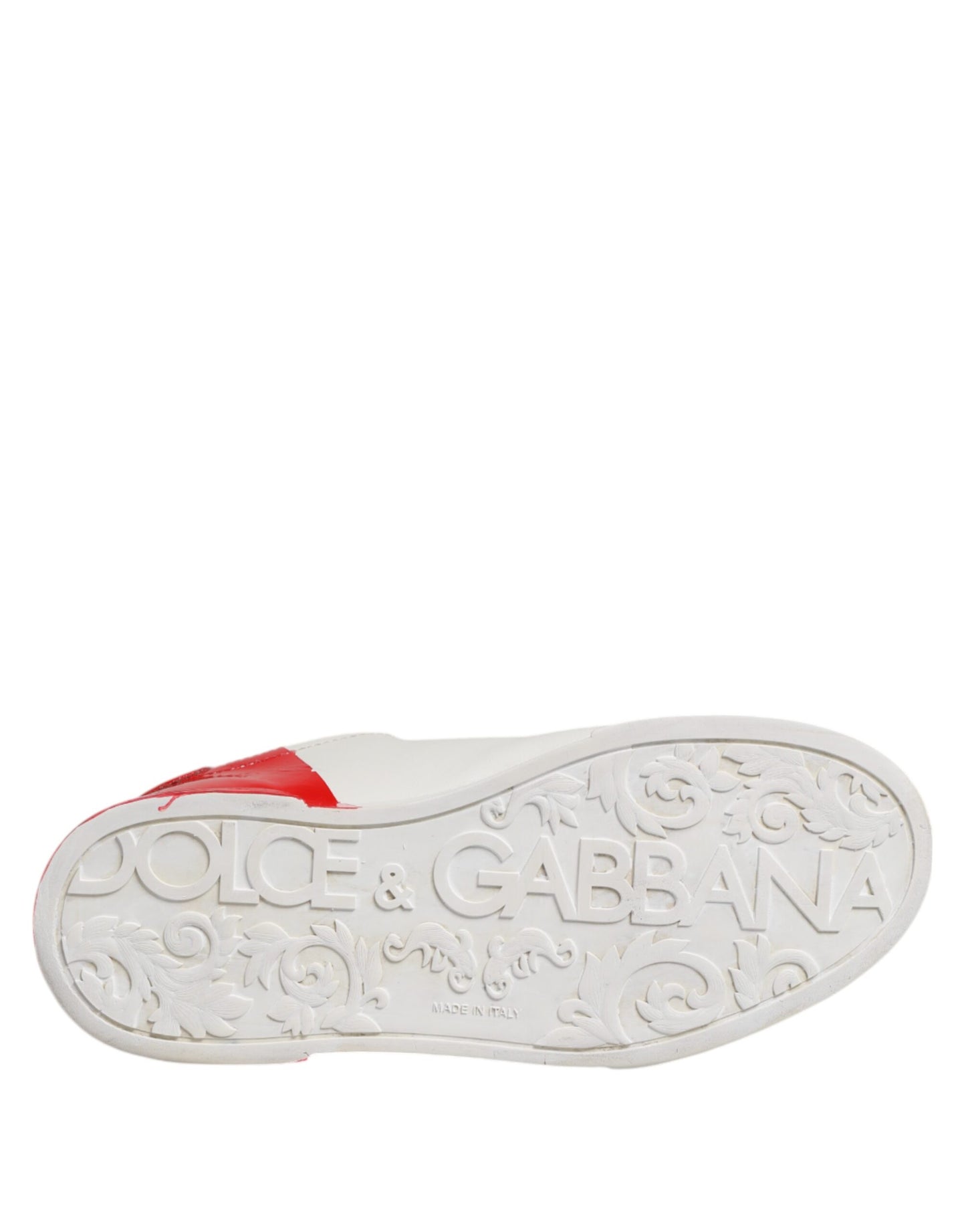 White Red Leather Logo Low Top Sneakers Shoes