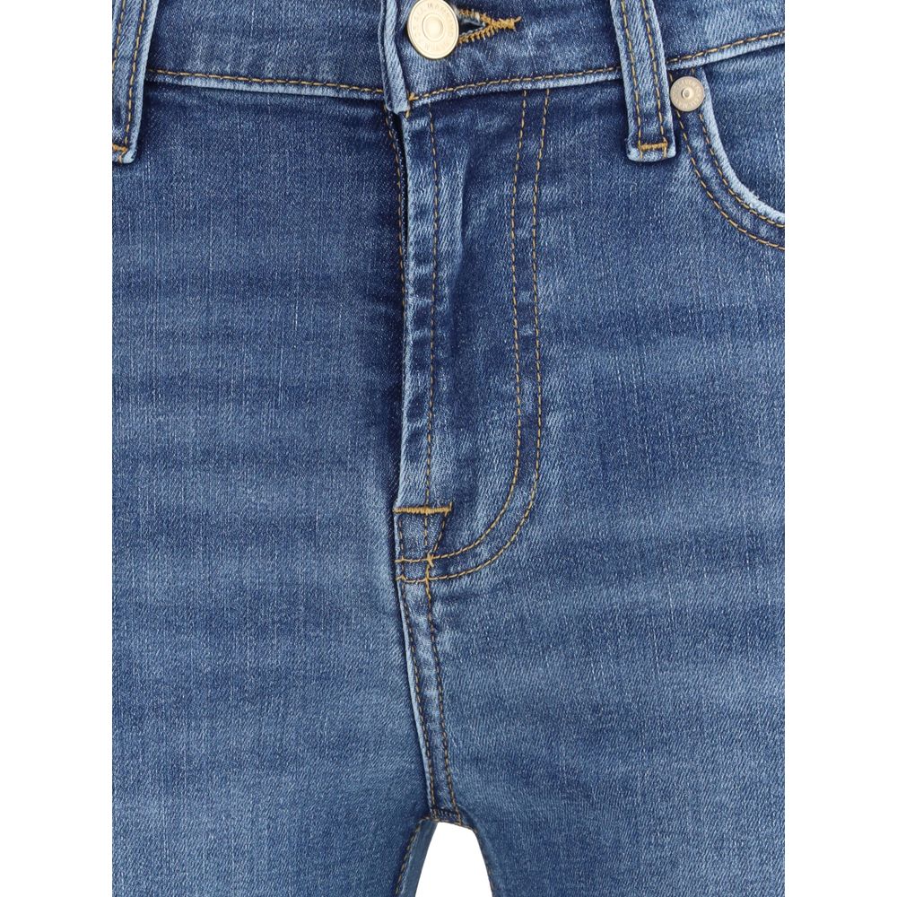 Blue Cotton Flared Jeans
