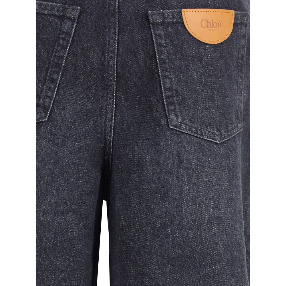 Black Cotton Flared Jeans