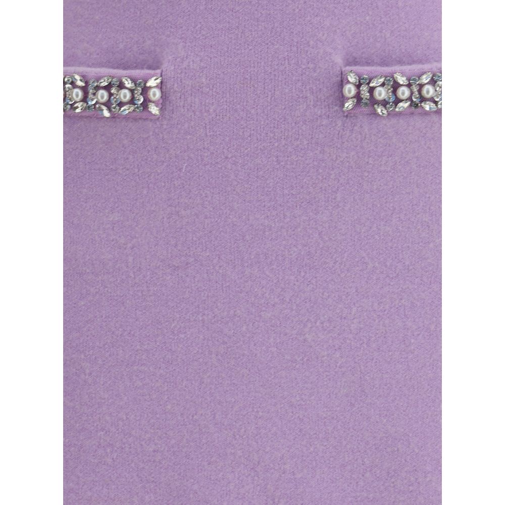 Purple Viscose Mini Skirt