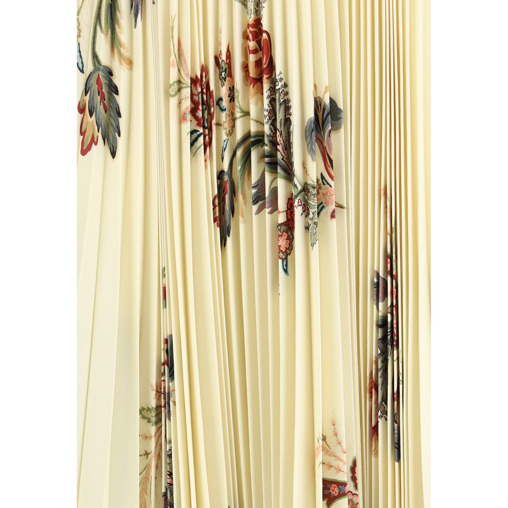 Yellow Polyester Midi Skirt
