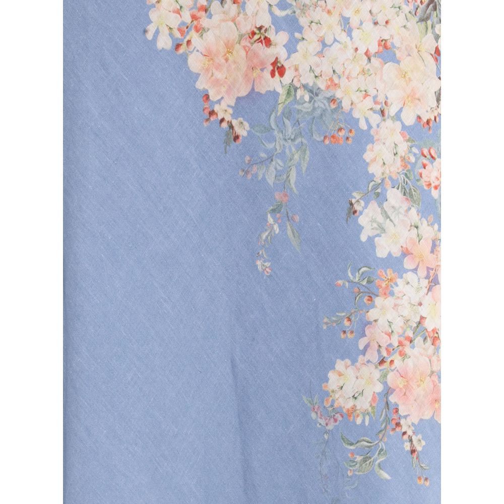 Light Blue Linen Long Skirt