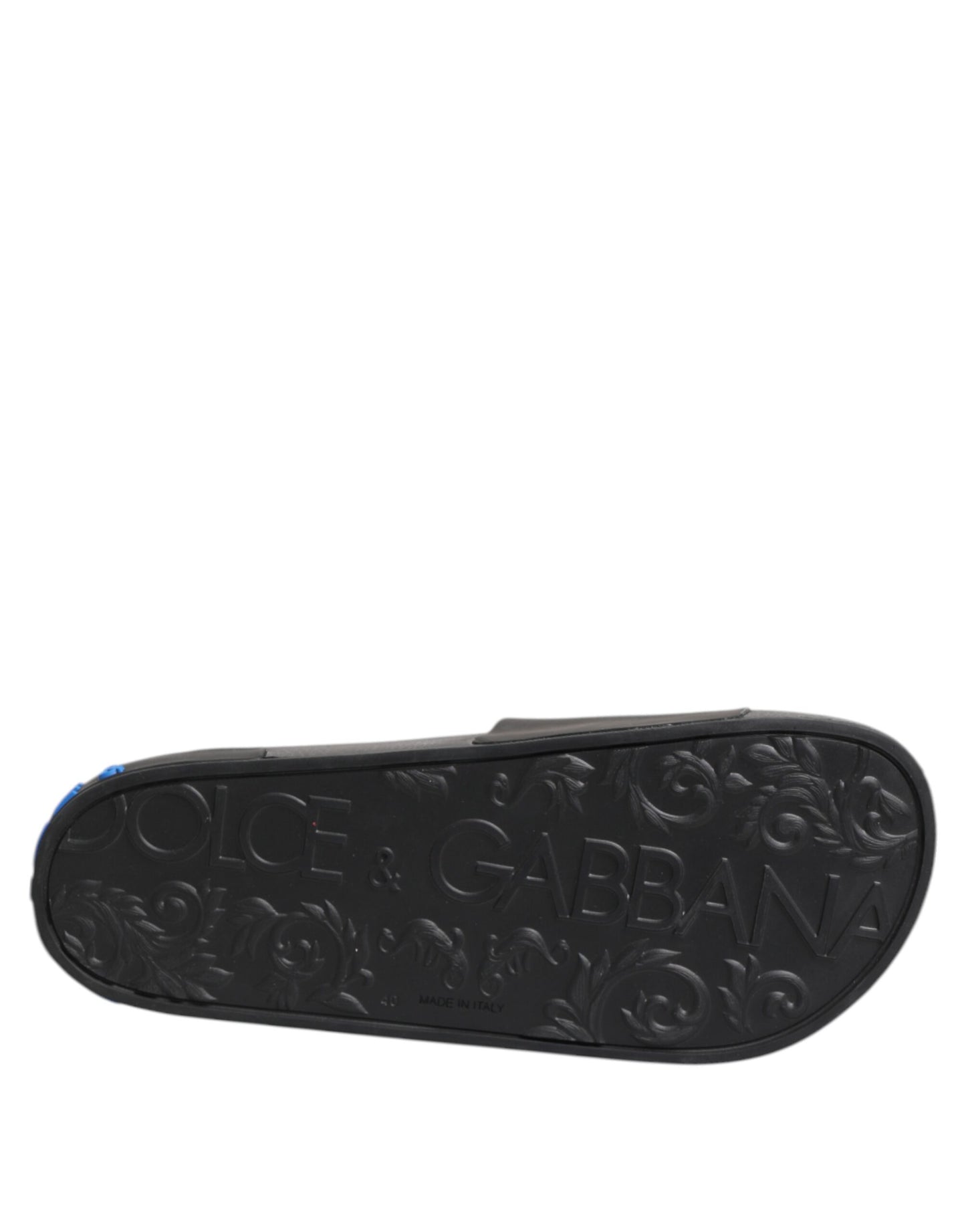 Black Leather Slides Flats Beachwear Shoes