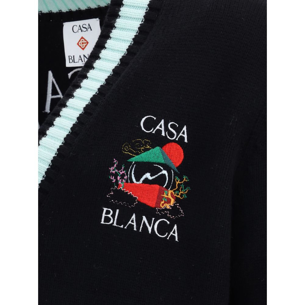 Black Merino Wool Cardigan