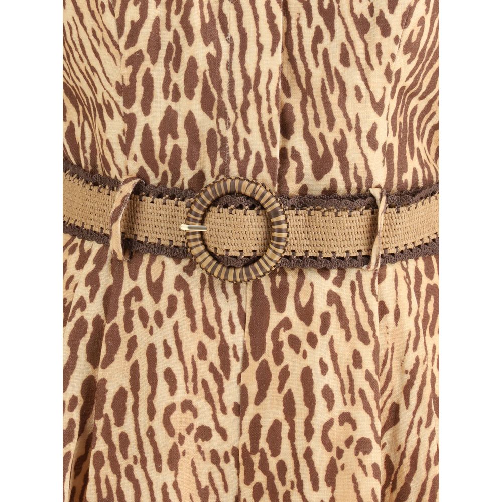 Multicolor Linen Casual Dress