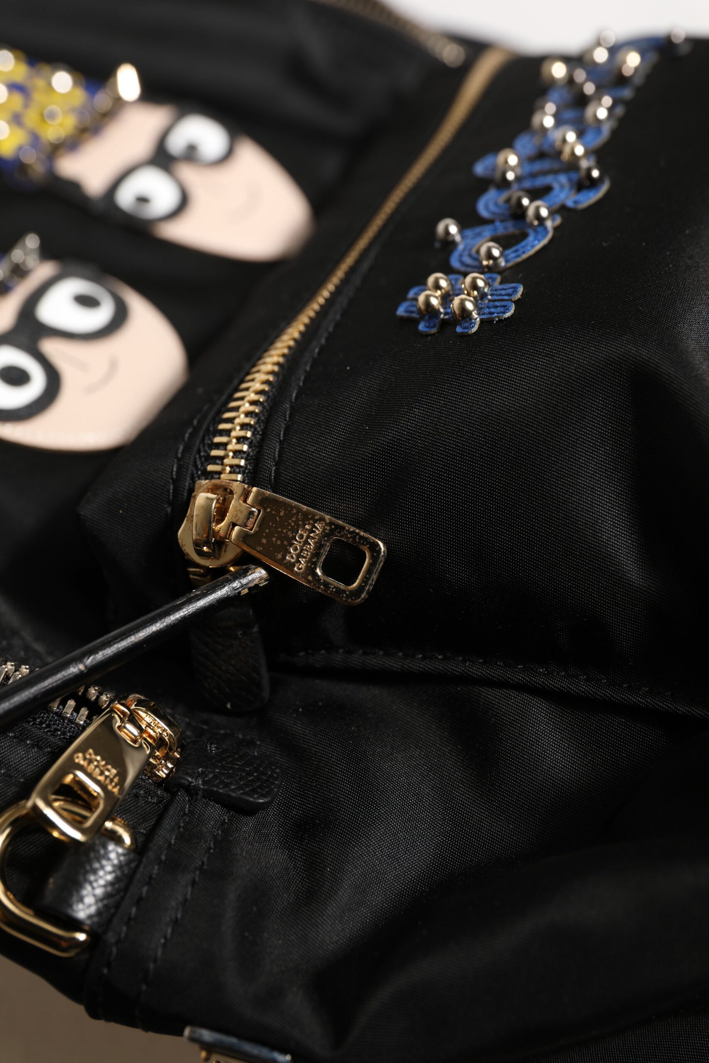 Black Nylon #DGFAMILY VULCANO Embellished Backpack Bag