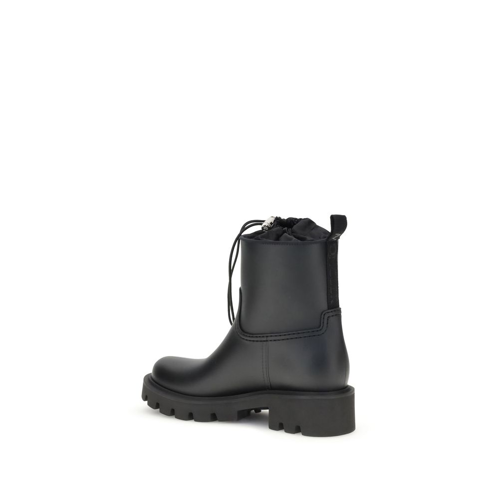 Black Rubber Lace-Up Boots