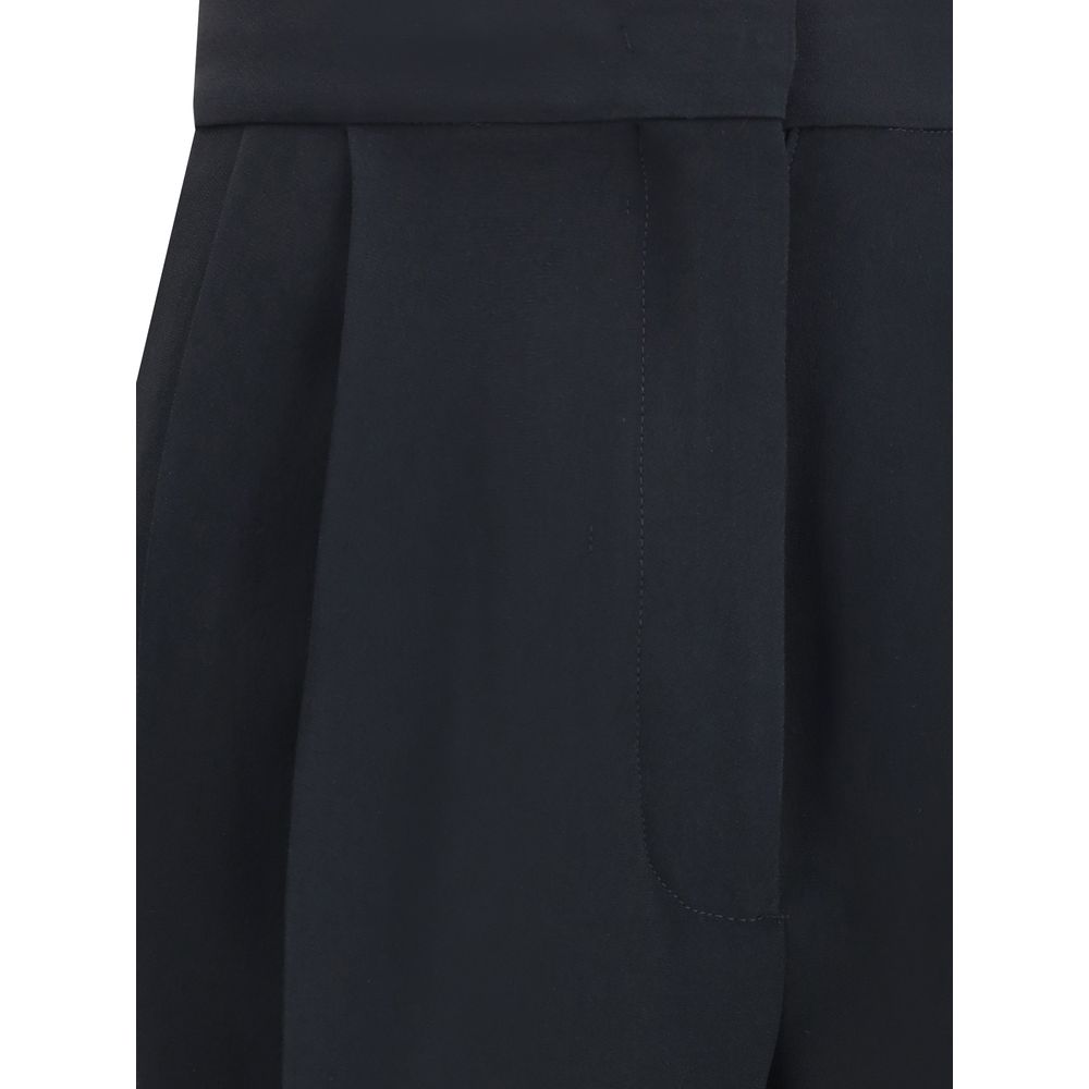 Black Acetate Casual Pants