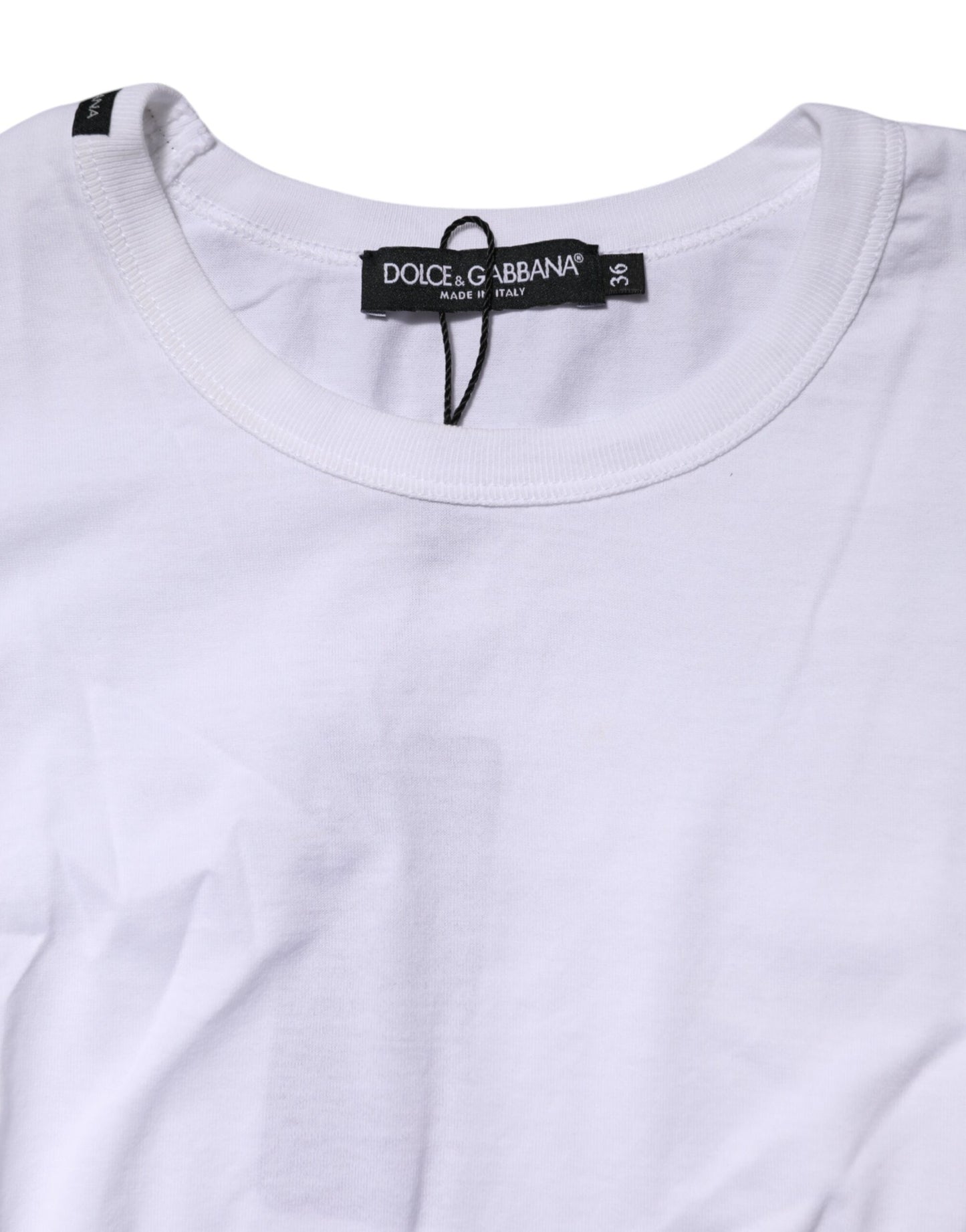 White Cotton Crew Neck Cropped Top T-shirt