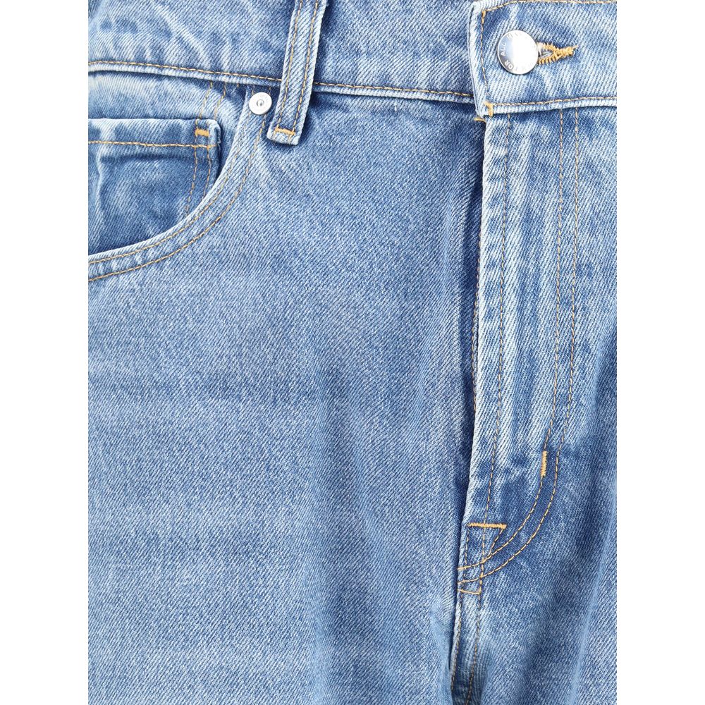 Light Blue Cotton Straight-Leg Jeans