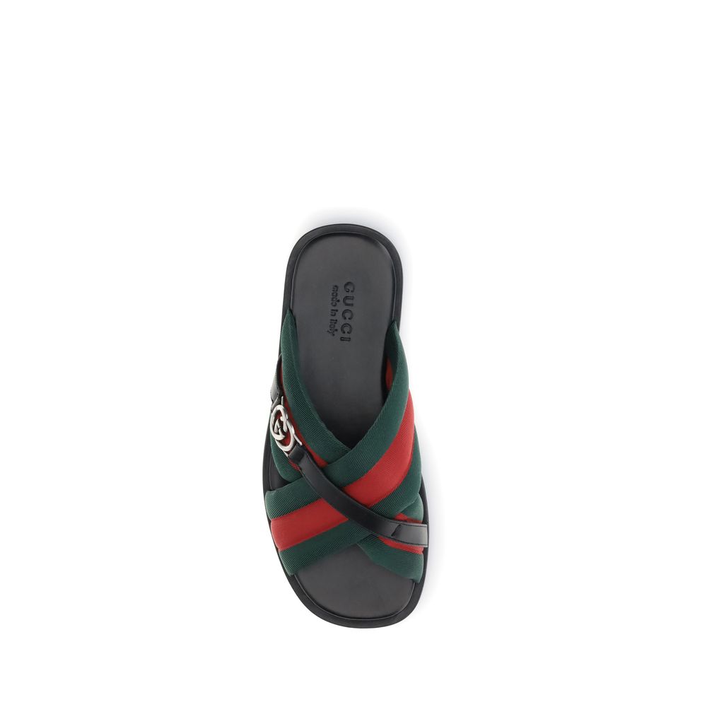 Black Polyamide Flat Sandals