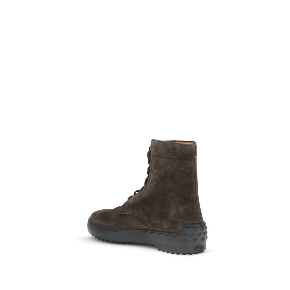 Brown Leather Lace-Up Boots