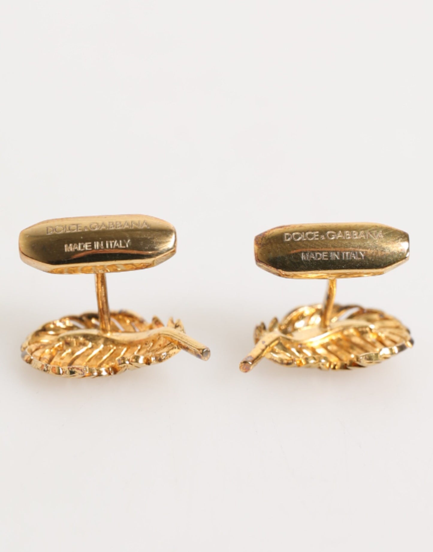 Gold 925 Sterling Silver Crystal Leaf Accessory Cufflink