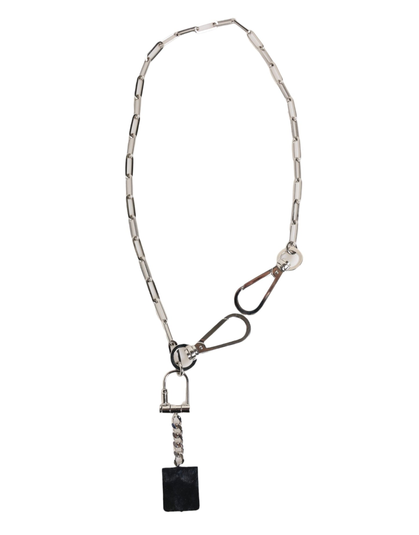 Silver Tone Metal Chain DG Logo Pendant Men Necklace