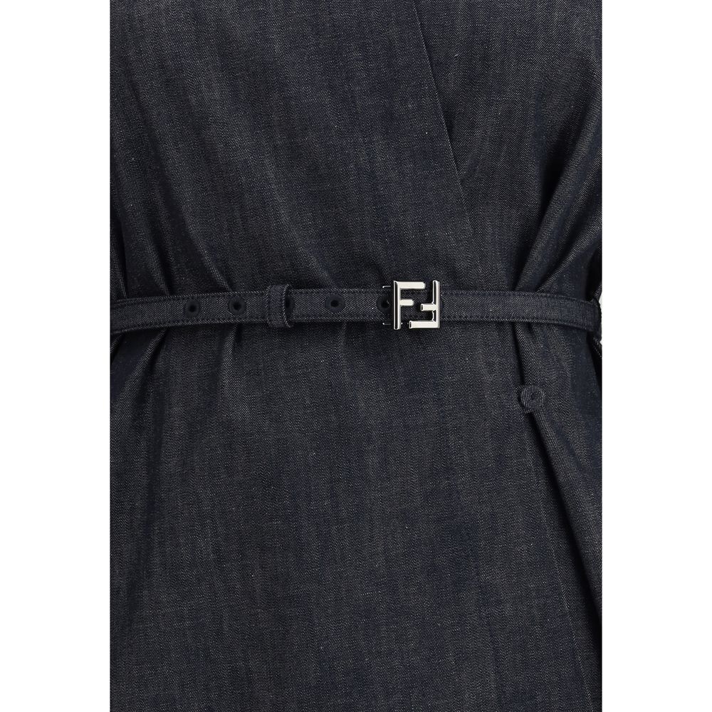 Blue Cotton Casual Dress
