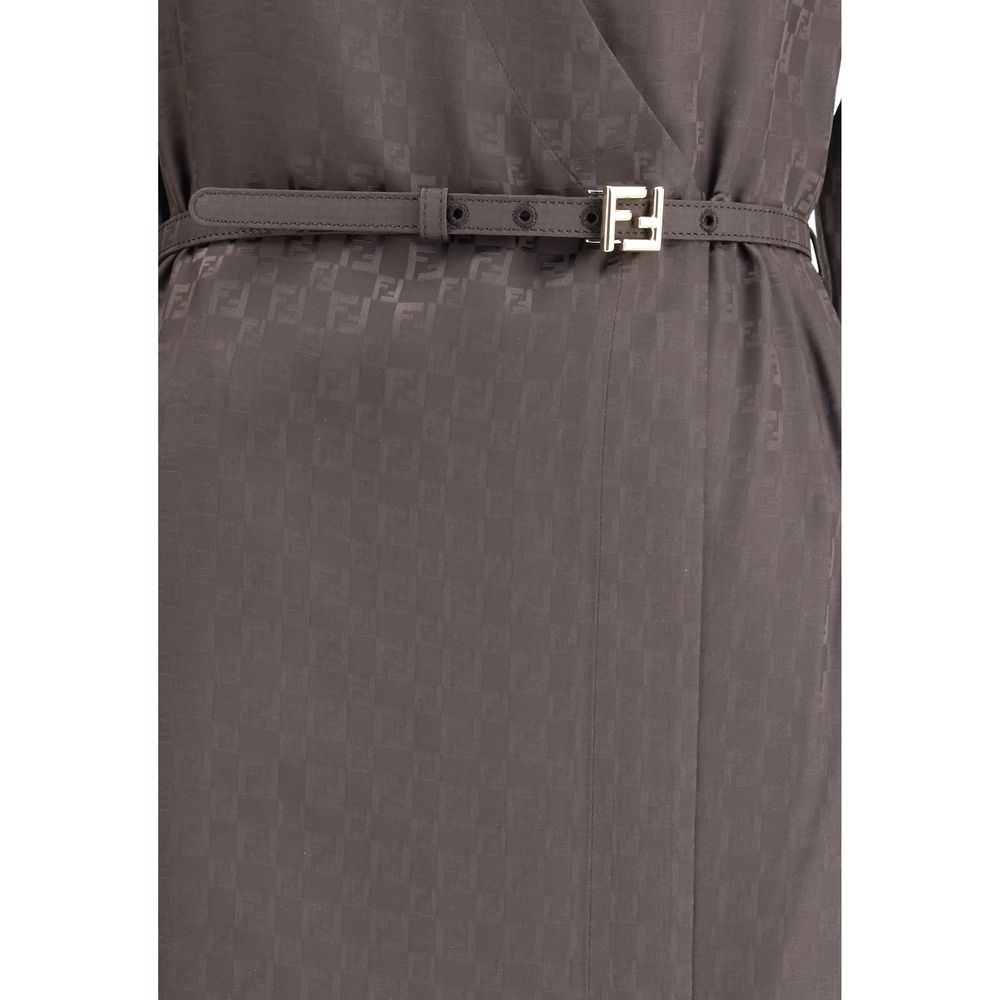 Brown Silk Casual Dress
