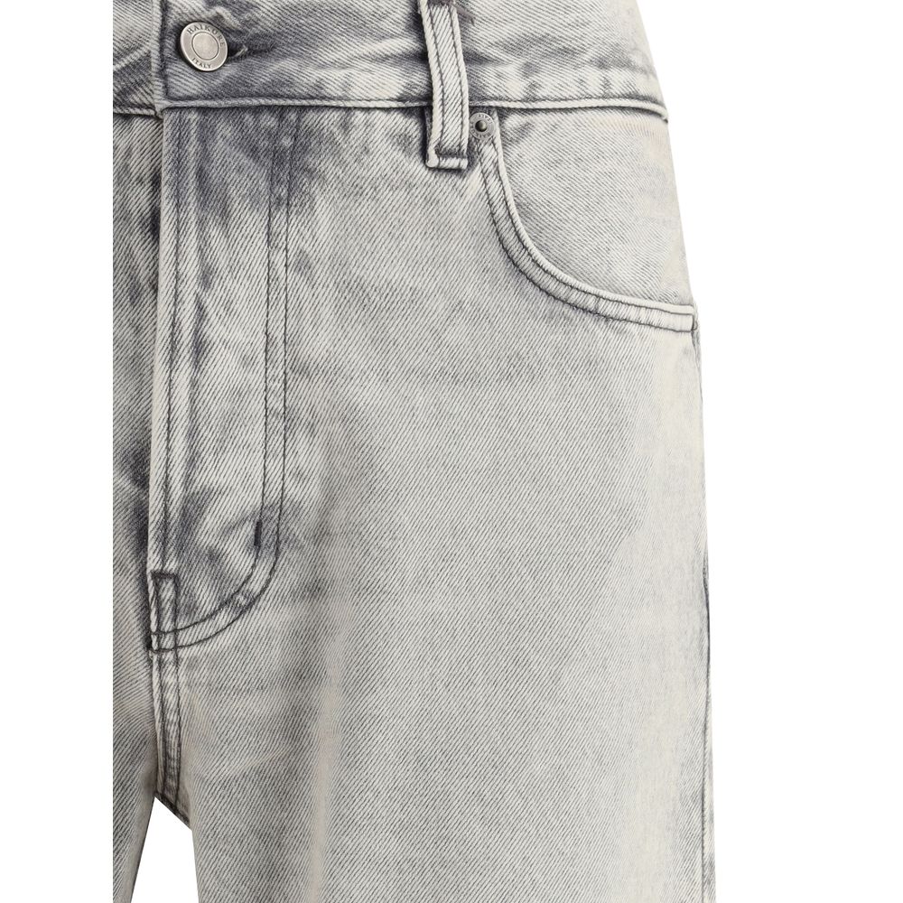 Light Blue Cotton Straight-Leg Jeans