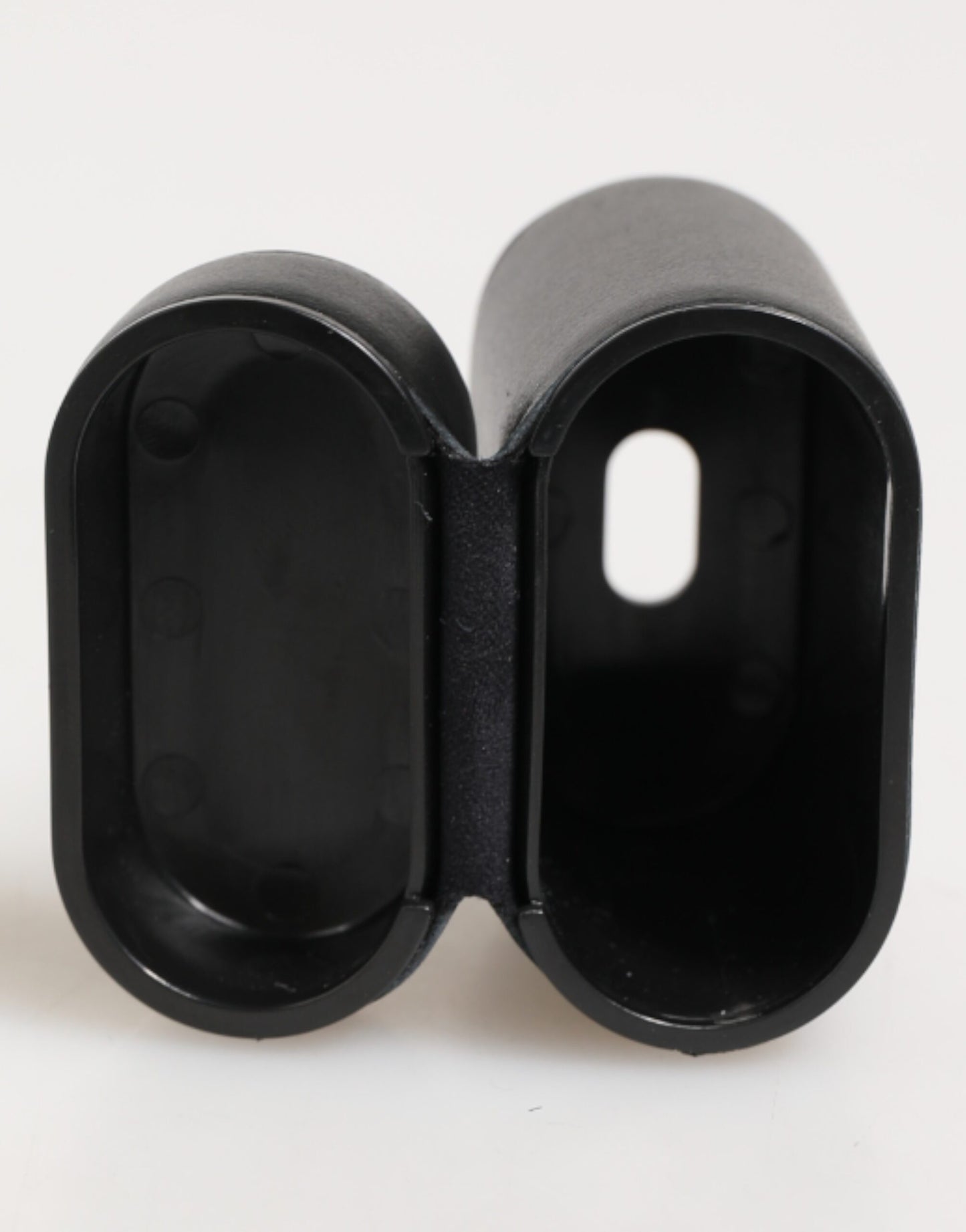 Black Calfskin Leather Logo Print Flip Holder Airpods Case
