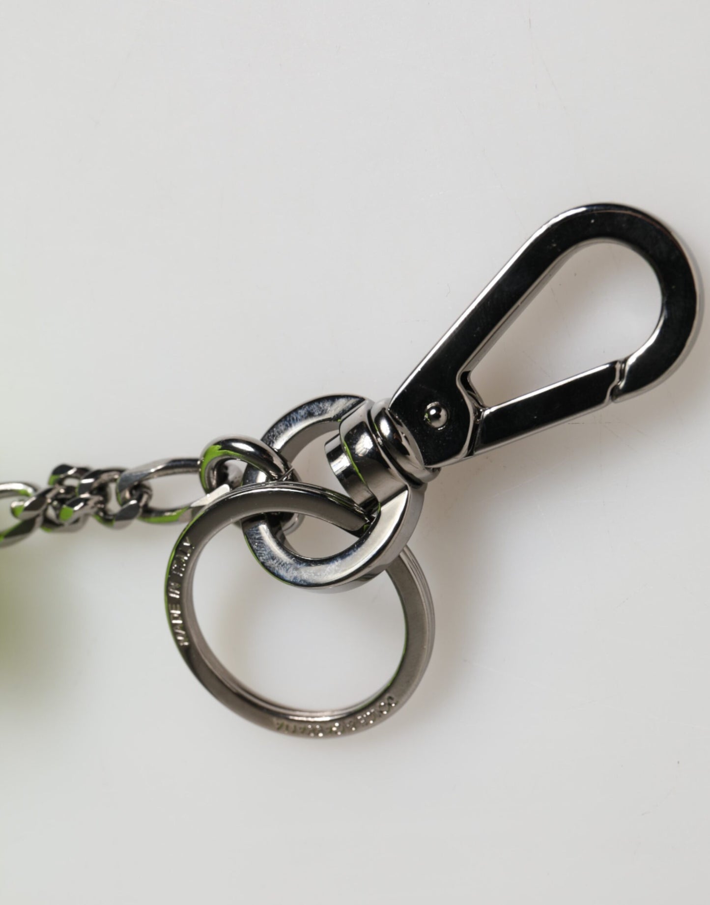 Neon Green Bear Embroidered Logo Men Keychain Clasp Keyring