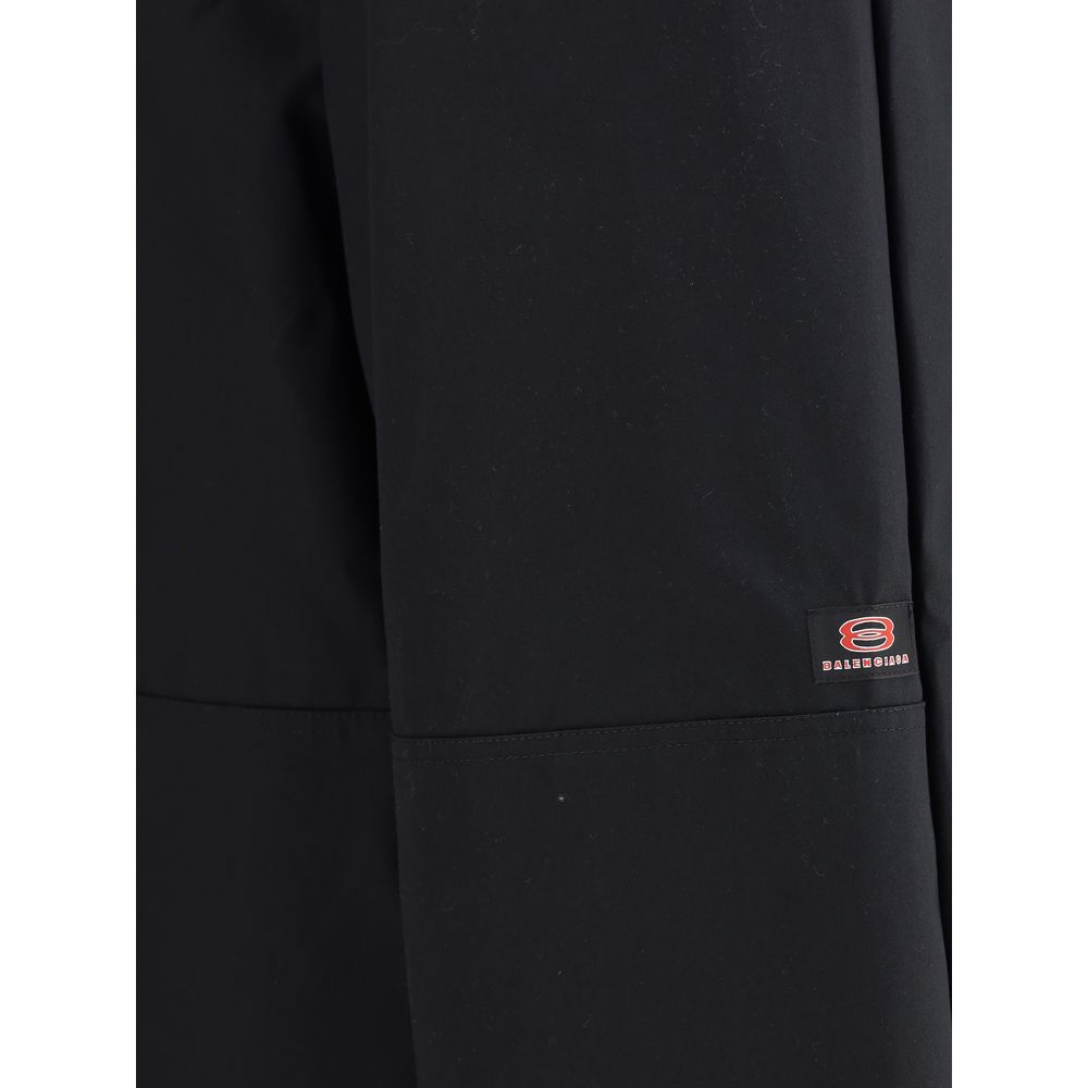 Black Cotton Casual Pants