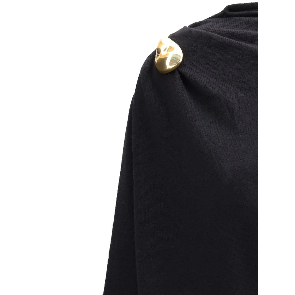 Black Fleece Wool Casual Dress