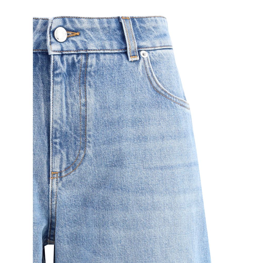 Light Blue Cotton Straight-Leg Jeans