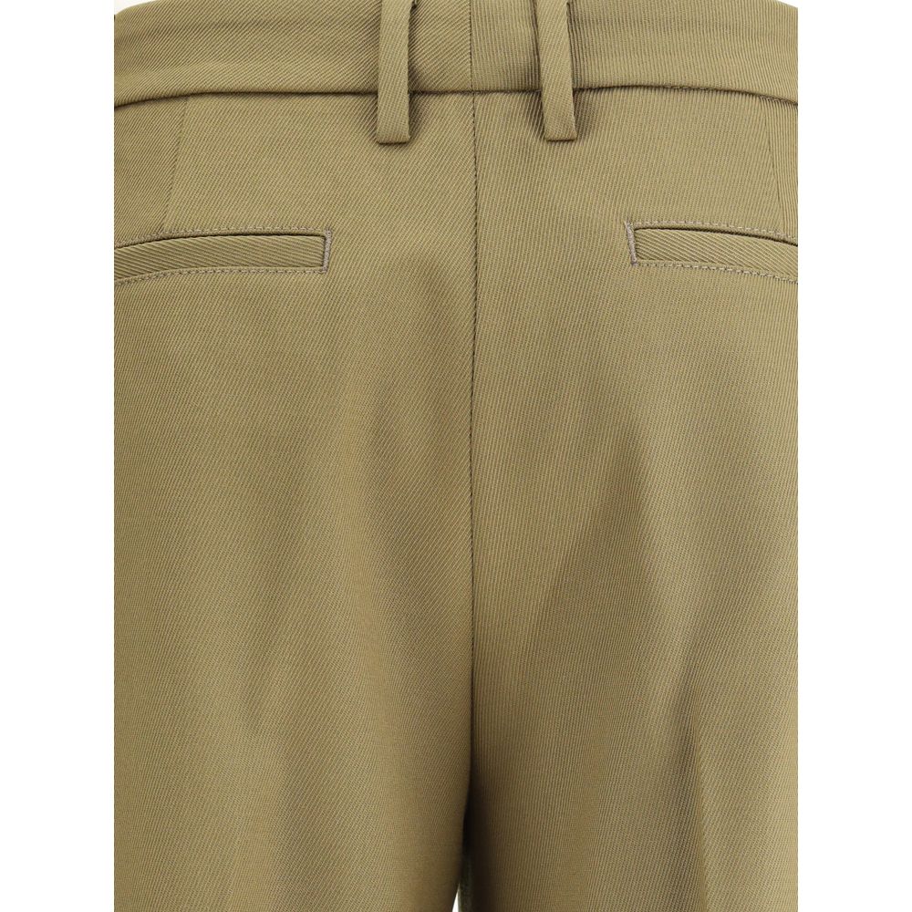 Green Polyester Dress Pants