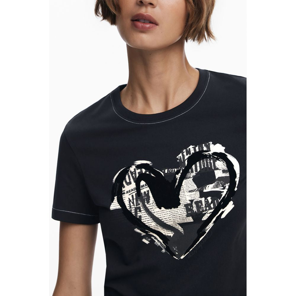 Black Cotton Women T-Shirt