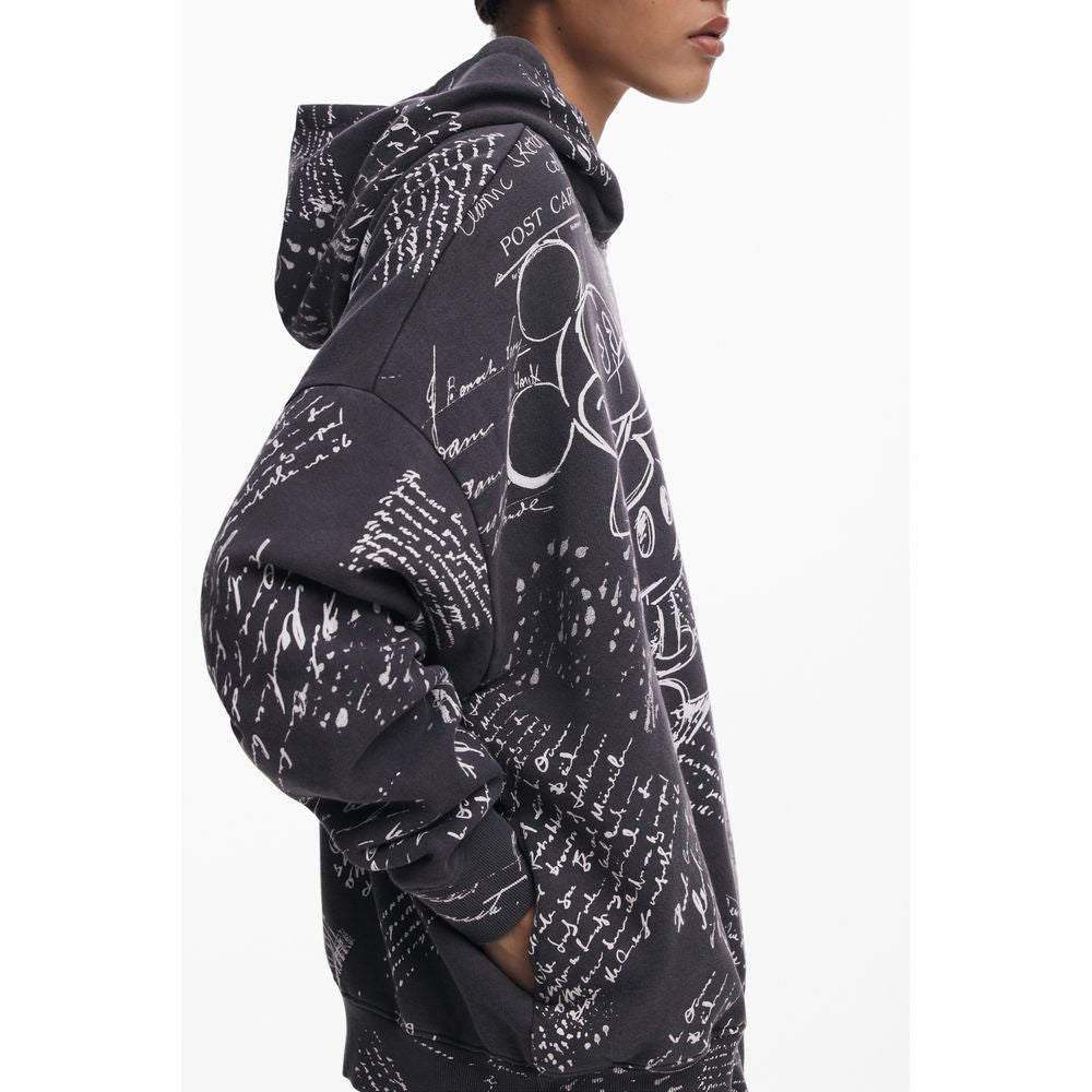 Black Cotton Women Hoodie