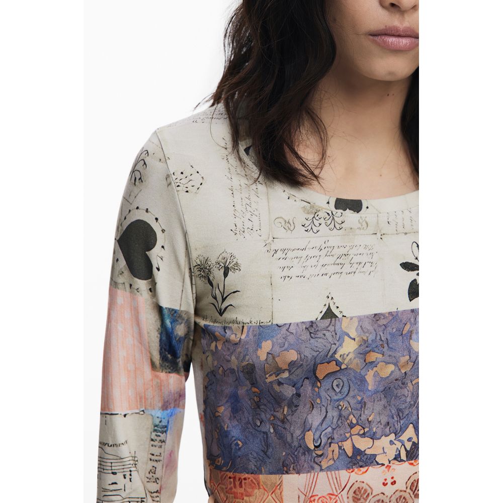 Beige Viscose Women Top