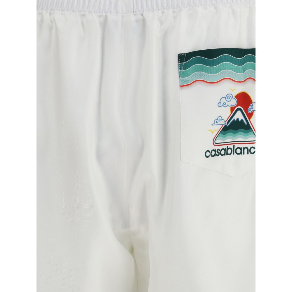 White Silk Bermuda Shorts