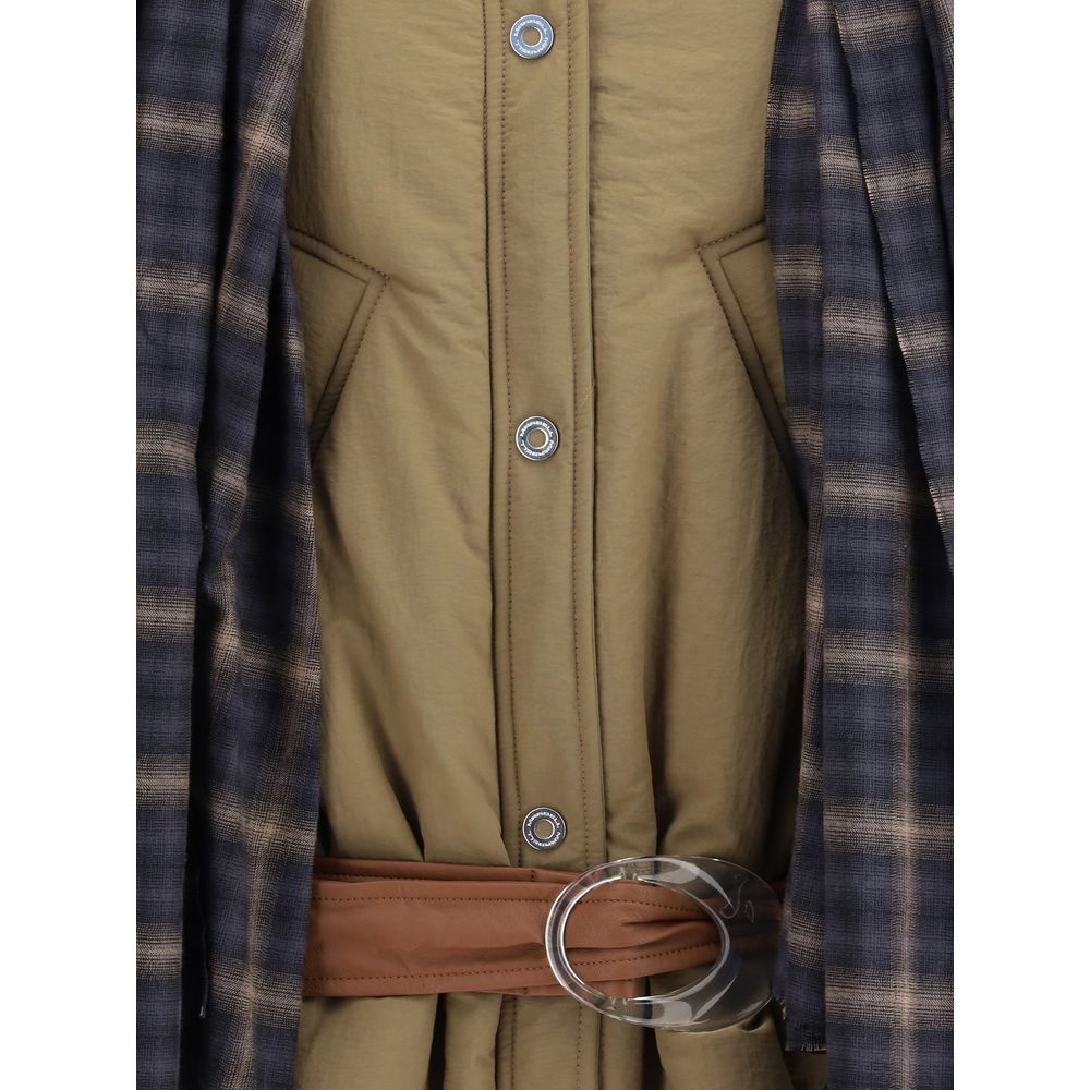 Brown Polyamide Full-Length Jacket