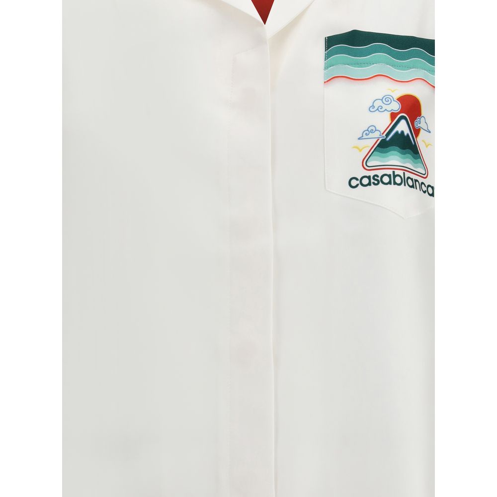White Silk Pattern Shirt
