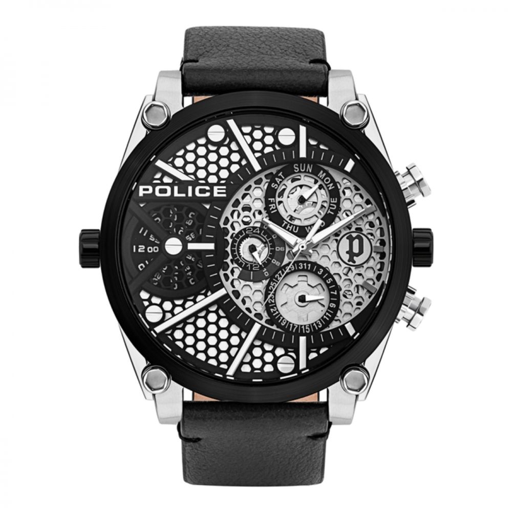 Black Leather Bracelet Watch