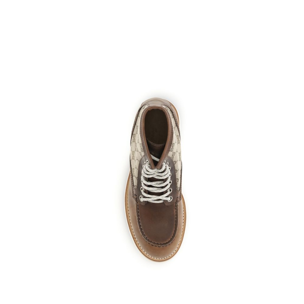 Brown Leather Lace-Up Boots