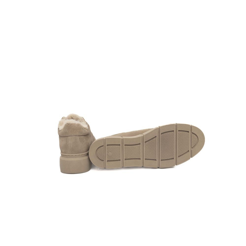Beige Calfskin Women Platform Sneaker