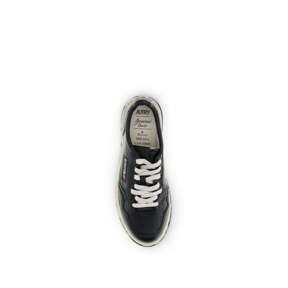 Black Leather Low Top Sneakers