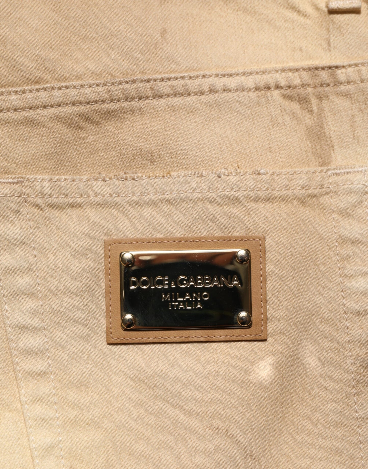 Beige Cotton Loose Tattered Men Denim Jeans