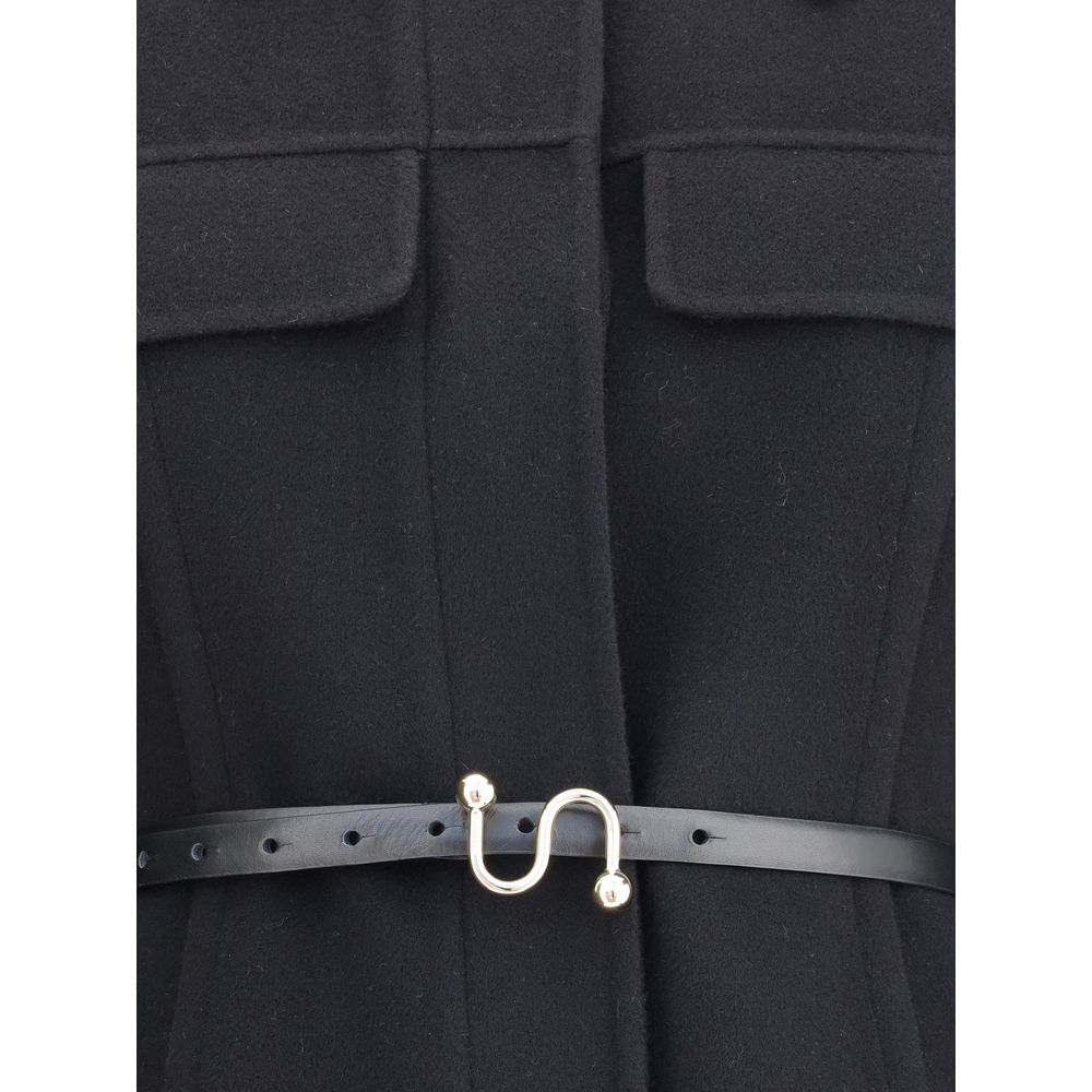 Black Fleece Wool Coat