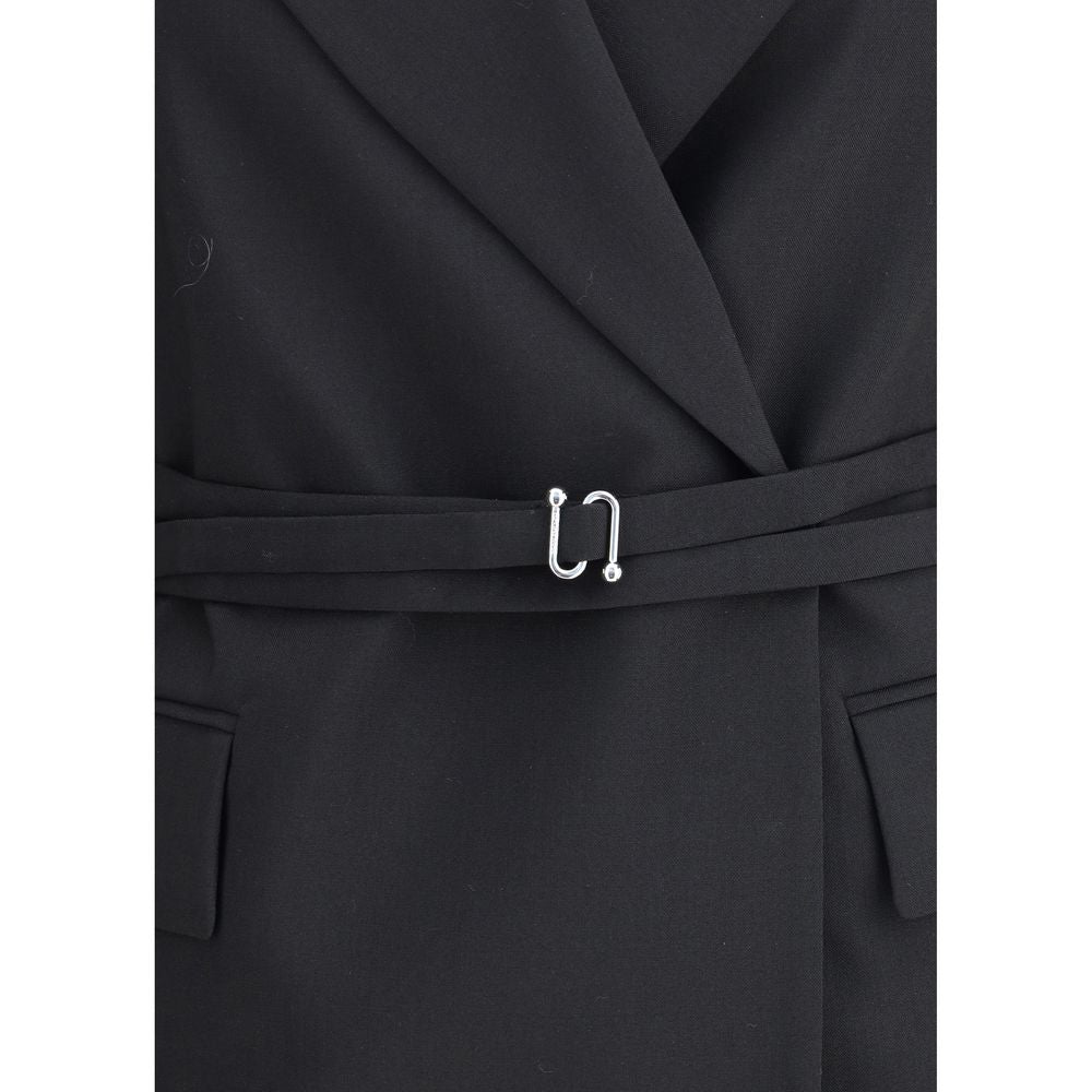 Black Fleece Wool Full-Length Jacket
