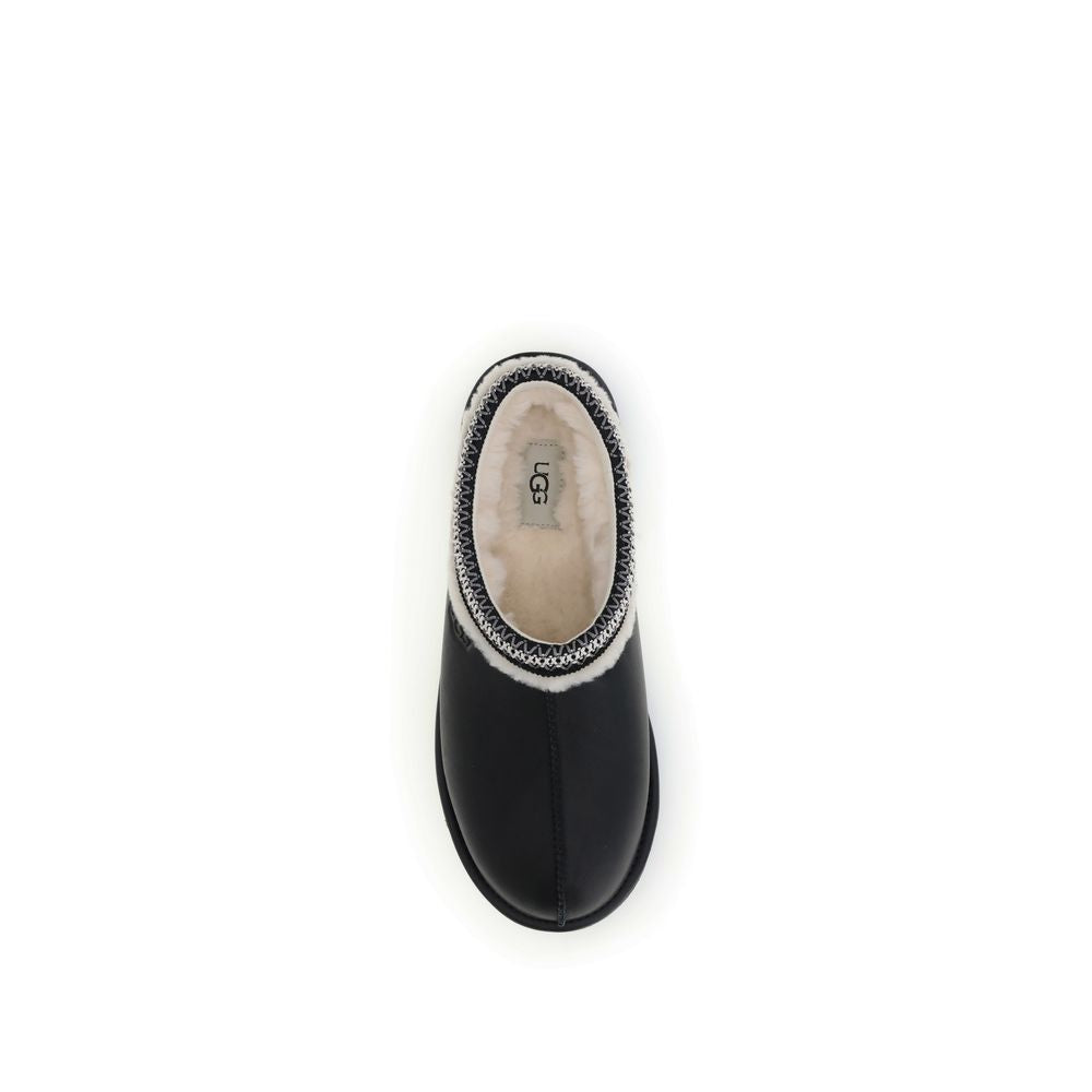 Black Leather Mules
