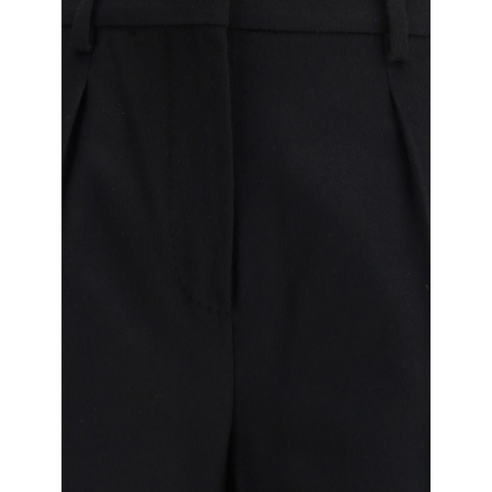 Black Camel Hair Casual Pants