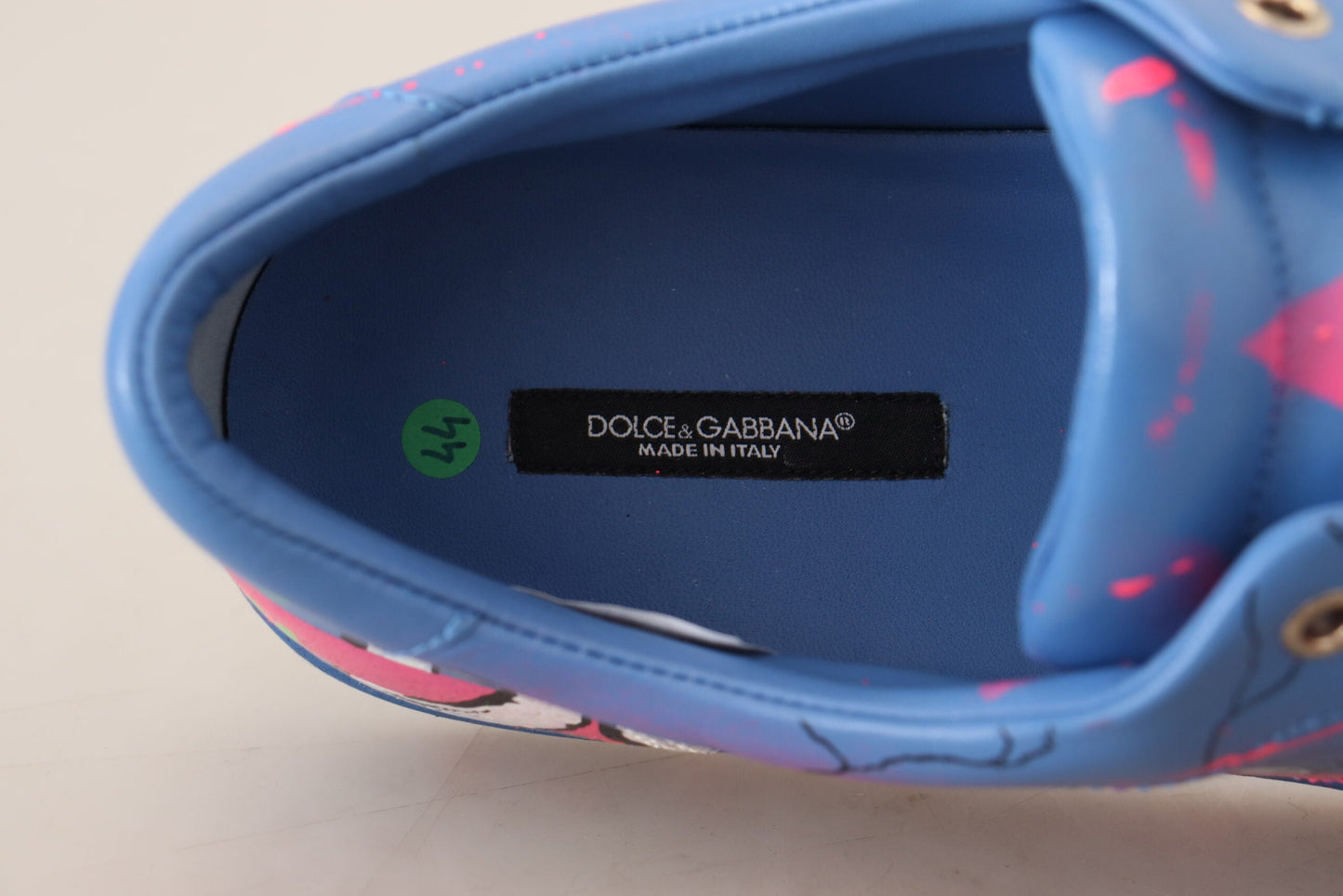 Handbemalte blaue Low Top Sneakers aus Leder